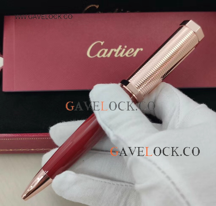 Cartier Santos-Dumont Red and Rose Gold Ballpoint Pen